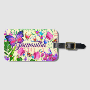 Étiquette À Bagage Papillon Motif Voyage personnel Mauve Lilac