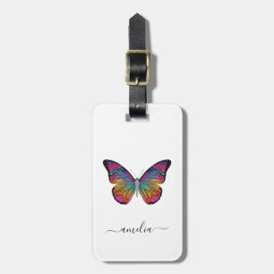 Étiquette À Bagage Papillon Pailleté Luxueux Personnalisé