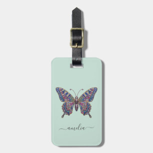 Étiquette À Bagage Papillon Pailleté Luxueux Personnalisé