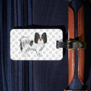 Étiquette À Bagage Papillon Tricolore Heureux Chien Mignon Avec Texte