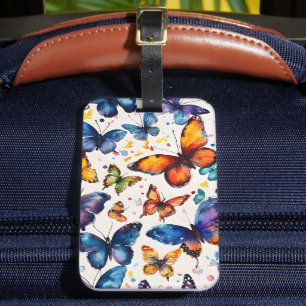 Étiquette À Bagage Papillons à l'aquarelle