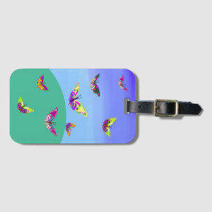 Étiquette À Bagage Papillons multicolores en vol