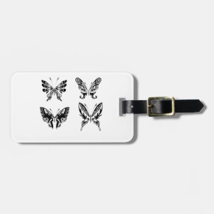 Étiquette À Bagage Papillons noirs et blancs