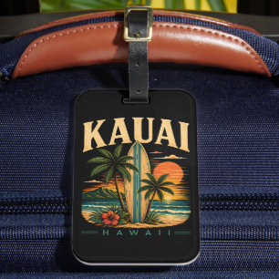 Étiquette À Bagage Paradis du Surf à Kauai Hawaï Tropical