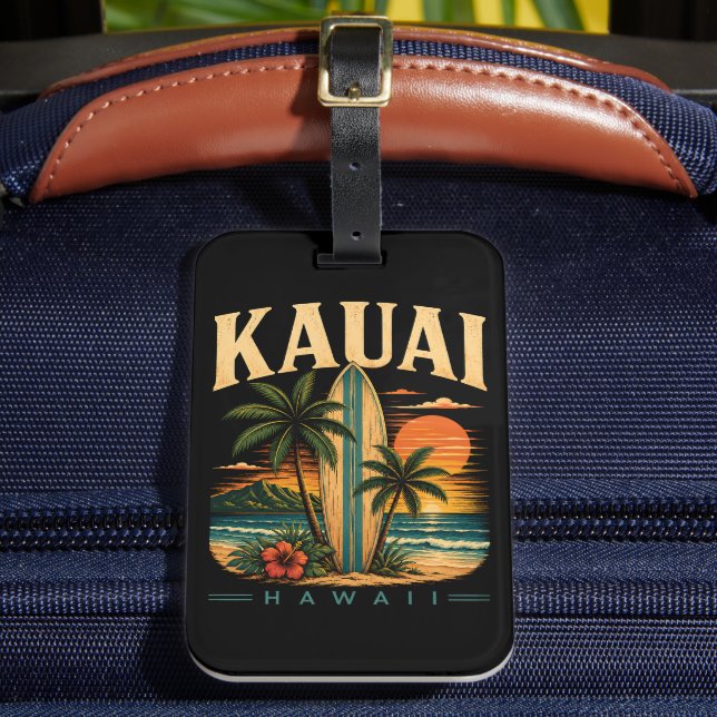 Étiquette À Bagage Paradis du Surf à Kauai Hawaï Tropical  (Insitu Rectoal 2)