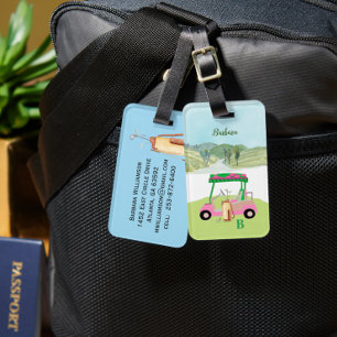 Étiquette À Bagage Parcours de golf drôle clubs monogramme nom