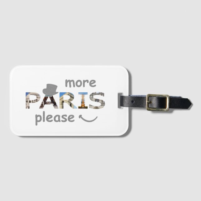 Étiquette À Bagage Paris Attractions Plus Paris S'il vous plaît Parti (Devant Horizontal)