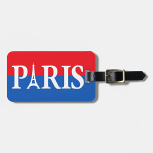 Étiquette À Bagage Paris - Étiquette de bagage rouge et bleue