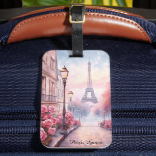 Étiquette À Bagage Paris romantique France – Tour Eiffel Floral