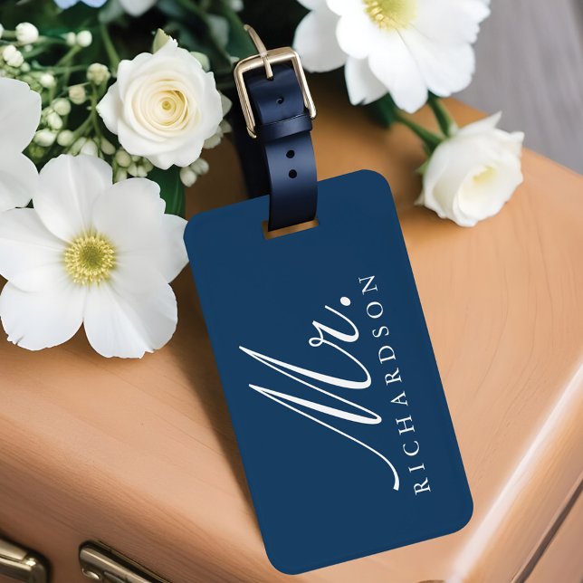 Étiquette À Bagage Paris Tour Eiffel Aquarelle Florale M. Mariage (Paris Eiffel Tower Watercolor Floral Mr. Wedding Luggage Tag)