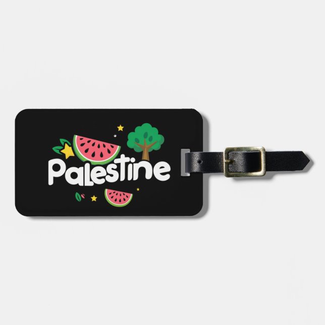 Étiquette À Bagage Parole palestinienne mignonne entourée de pastèque (Devant horizontal)