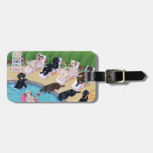Étiquette À Bagage Partie personnalisée Labradors de Poolside
