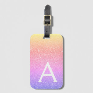 Étiquette À Bagage Parties scintillant à étincelle rose pourpre Nom d