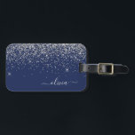 Étiquette À Bagage Parties scintillant bleue Silver Navy Girl Monogra<br><div class="desc">Parties scintillant d'étincelle bleu Argent et Marine Nom du monogramme et Coussin initial. La coussin fait le cadeau parfait pour 16 ans,  mariage,  douche nuptiale,  baby shower ou bachelorette pour quelqu'un décorant sa chambre dans le style.</div>