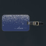 Étiquette À Bagage Parties scintillant bleue Silver Navy Girl Monogra<br><div class="desc">Parties scintillant d'étincelle bleu Argent et Marine Nom du monogramme et Coussin initial. La coussin fait le cadeau parfait pour 16 ans,  mariage,  douche nuptiale,  baby shower ou bachelorette pour quelqu'un décorant sa chambre dans le style.</div>