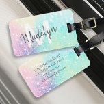 Étiquette À Bagage Parties scintillant Coloré Glamour Joli Motif<br><div class="desc">Aesthétiquement jolie chic parties scintillant arrière - plan dans de belles couleurs pastel,  que vous pouvez personnaliser avec votre monogramme et/ou nom personnalisé.</div>