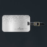 Étiquette À Bagage Parties scintillant d'argent Monogramme métallique<br><div class="desc">Argent Faux Parties scintillant à étincelles métalliques brossé Monogramme en métal Nom et étiquette initiale de sac ou de bagage. Cela rend le cadeau parfait pour 16 ans,  mariage,  douche nuptiale,  anniversaire,  baby shower ou bachelorette pour quelqu'un qui aime le luxe glam et les styles chic.</div>