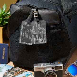 Étiquette À Bagage Parties scintillant de camouflage en argent et en