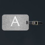 Étiquette À Bagage Parties scintillant de lunette argentée  Nom du mo<br><div class="desc">Silver Twinkle Sparkle Parties scintillant Nom du monogramme et numéro de bagage initial. Cette étiquette de sac est parfaite pour le retour à l'école,  le travail ou le voyage. Le tag Parties scintillant et bagage d'argent est aussi une grande faveur de mariage pour les demoiselles d'honneur.</div>