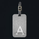Étiquette À Bagage Parties scintillant d'étincelle en argent Nom du m<br><div class="desc">Parties scintillant à étincelle en argent Nom du monogramme et numéro de bagage initial. Cette étiquette de sac est parfaite pour le retour à l'école,  le travail ou le voyage.</div>