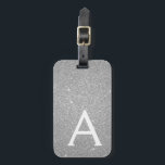 Étiquette À Bagage Parties scintillant d'étincelle en argent Nom du m<br><div class="desc">Parties scintillant à étincelle en argent Nom du monogramme et numéro de bagage initial. Cette étiquette de sac est parfaite pour le retour à l'école,  le travail ou le voyage.</div>