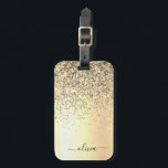 Étiquette À Bagage Parties scintillant d'or Monogramme métallique Nom<br><div class="desc">Gold Faux Foil Parties scintillant d'étincelle métallique broyée Monogramme en métal Nom et étiquette initiale de sac ou de bagage. Cela rend le cadeau parfait pour 16 ans,  mariage,  douche nuptiale,  anniversaire,  baby shower ou bachelorette pour quelqu'un qui aime le luxe glam et les styles chic.</div>