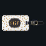 Étiquette À Bagage Parties scintillant en or noir et blanc City Dots<br><div class="desc">Ce motif est moderne et tendance avec des points de parties scintillant en faux or. Design original par Hound et Partridge</div>