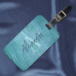Étiquette À Bagage Parties scintillant métallique turquoise Glam mode<br><div class="desc">Conception moderne et tendance de porte-bagages personnalisées avec un arrière - plan artistique abstrait en turquoise avec votre texte. Le texte est entièrement personnalisable. Pour le modifier, utilisez l'option Personnaliser. Pour d'autres modifications, telles que les modifications apportées à la police, à la couleur de police ou à la disposition du...</div>