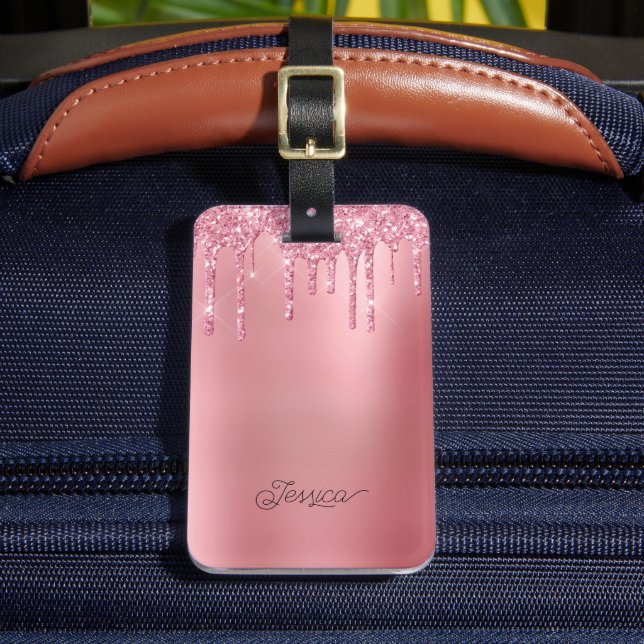 Étiquette À Bagage Parties scintillant moderne à la mode rose (Insitu Rectoal 2)
