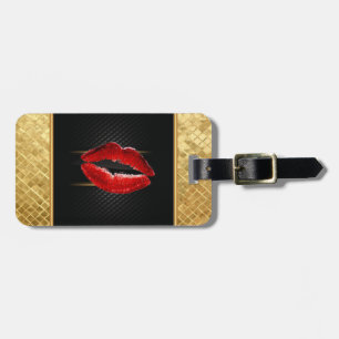 Étiquette À Bagage Parties scintillant moderne et élégante lèvres rou