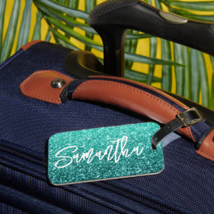 Étiquette À Bagage Parties scintillant Ombre Turquoise Turquoise