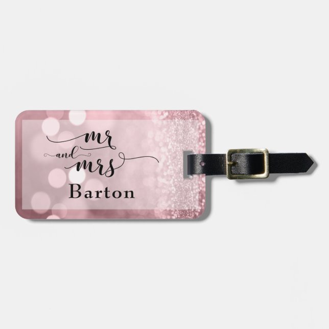 Étiquette À Bagage Parties scintillant or rose Bokeh & Typographie (Devant horizontal)