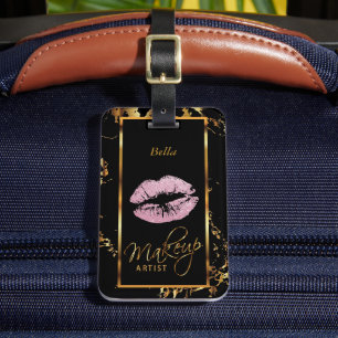 Étiquette À Bagage Parties scintillant rose lèvres sur Marble Gold - 