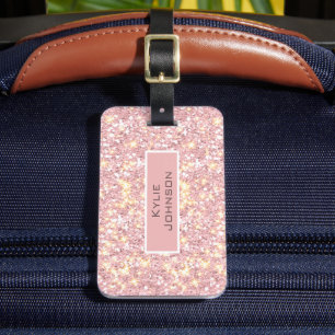 Étiquette À Bagage Parties scintillant rose simple et élégante Cute N