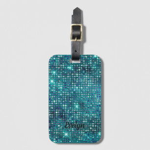 Étiquette À Bagage Parties scintillant Turquoise personnalisée
