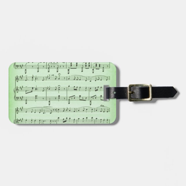 Étiquette À Bagage Partition de musique verte (Devant horizontal)