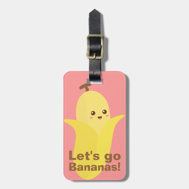 Étiquette À Bagage Partons des bananes avec cette banane mignonne et (Devant Vertical)