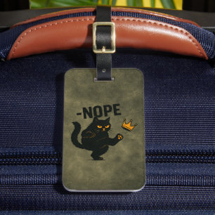 Étiquette À Bagage Pas De Rois En Amérique Chat Noir Drôle Kicking Cr