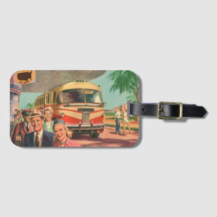 Étiquette À Bagage Passagers vintage en vacances à la gare routière