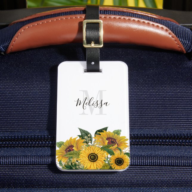 Étiquette À Bagage Passeport des tournesols floraux monogrammes (Insitu Rectoal 2)
