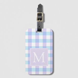 Étiquette À Bagage Pastel Purple En vichy Monogramme