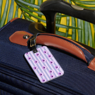 Étiquette À Bagage Pastel rayures motif avec marguerites
