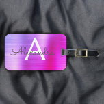 Étiquette À Bagage Pastel rose brossé Monogramme Nom initial<br><div class="desc">Pastel Ombre Pink,  orange et violet brossé monogramme d'huile de métal Nom et étiquette de bagage initiale. Cette étiquette de sac est parfaite pour le retour à l'école,  le travail ou le voyage.</div>