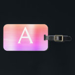 Étiquette À Bagage Pastel rose brossé Monogramme Nom initial<br><div class="desc">Pastel Ombre Pink,  orange et violet brossé monogramme d'huile de métal Nom et étiquette de bagage initiale. Cette étiquette de sac est parfaite pour le retour à l'école,  le travail ou le voyage.</div>