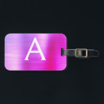 Étiquette À Bagage Pastel rose brossé Monogramme Nom initial<br><div class="desc">Pastel Ombre Pink,  orange et violet brossé monogramme d'huile de métal Nom et étiquette de bagage initiale. Cette étiquette de sac est parfaite pour le retour à l'école,  le travail ou le voyage.</div>