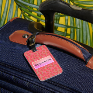 Étiquette À Bagage Pastèque rose moderne, été