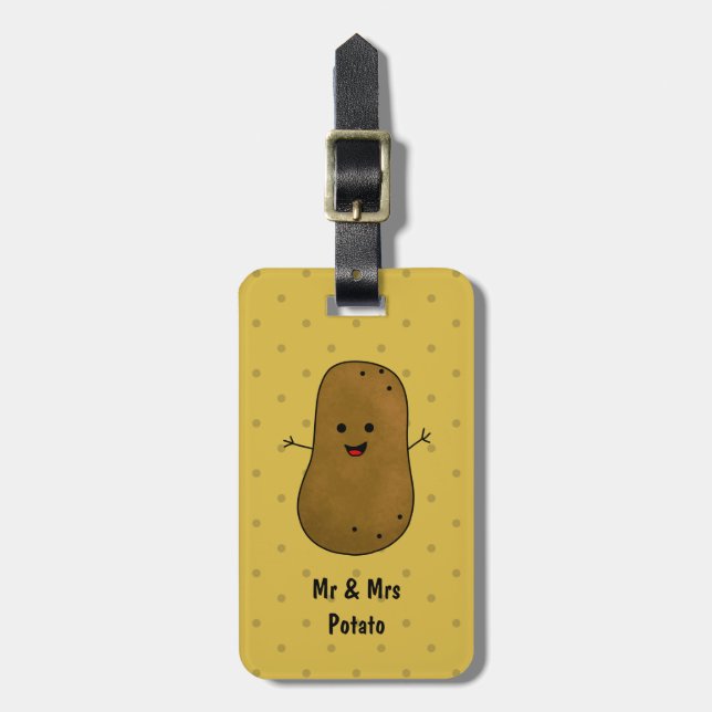 Étiquette À Bagage Patate brune personnalisée joyeuse (Devant Vertical)