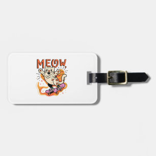 Étiquette À Bagage Patinage de chat Miaou
