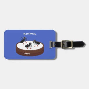 Étiquette À Bagage Patinage sur glace de fourmis joyeuses sur dessin 