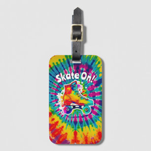 Étiquette À Bagage Patinage Sur Roller Patinage Rink Tie Dye Hippie